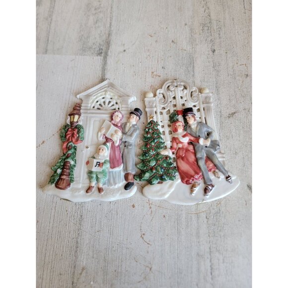 Lefton colonial couple village ornament Xmas set unique Carol - Picture 1 of 7